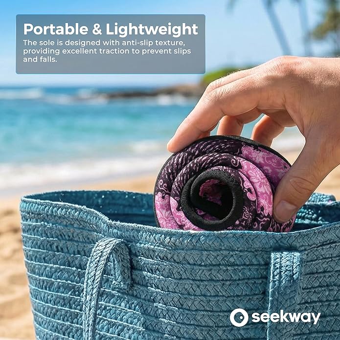 SEEKWAY Water Shoes Women Men Adult Quick-Dry Aqua Socks Barefoot Non Slip for Beach Swim River Pool Lake surf Black SK002(U)