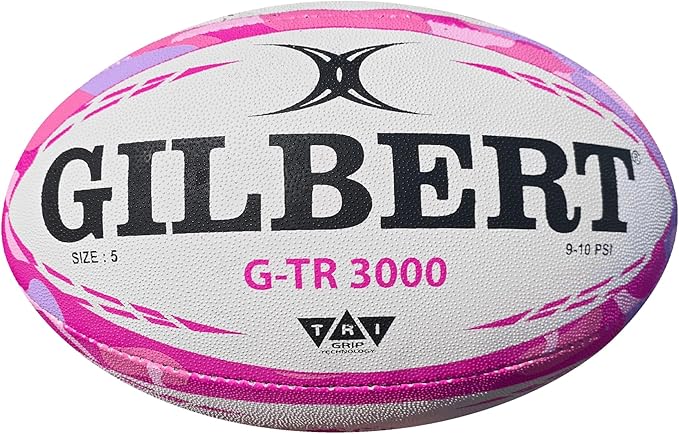 ラグビーインポーツ x ギルバート G-TR3000 ピンクカモ ラグビーボール - 大人用およびユース用サイズ3、4、5