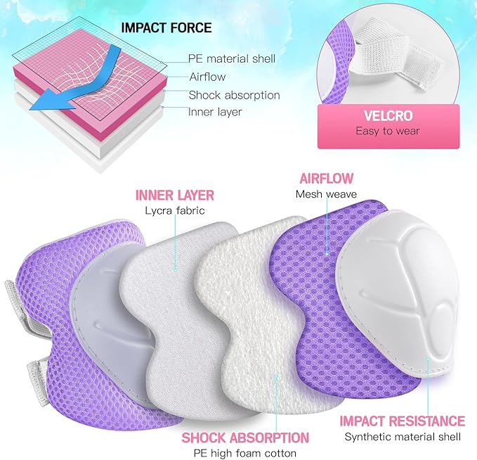 Wemfg Kids Protective Gear Set Knee Pads for Kids 3-14 Years Toddler Knee and Elbow Pads with Wrist Guards 3 in 1 for Skating Cycling Bike Rollerblading Scooter