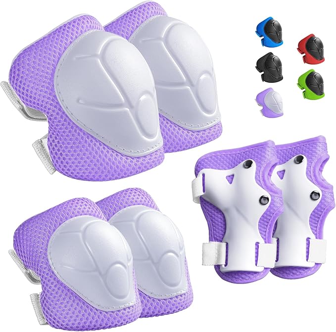 Wemfg Kids Protective Gear Set Knee Pads for Kids 3-14 Years Toddler Knee and Elbow Pads with Wrist Guards 3 in 1 for Skating Cycling Bike Rollerblading Scooter