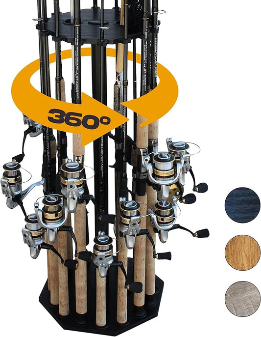 Rush Creek Creations | Rod Holder for 16 Fishing Poles, Garage Organization and Storage, for Reels, Gear, Accessories, Tackle Box