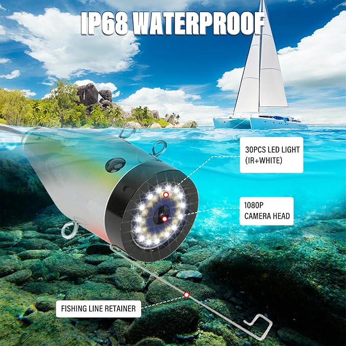 Fishing Camera with Monitor ice Fishing Camera Underwater 1000TVL,98ft/30m Cable for Lake Kayak Boat Saltwater Fishing
