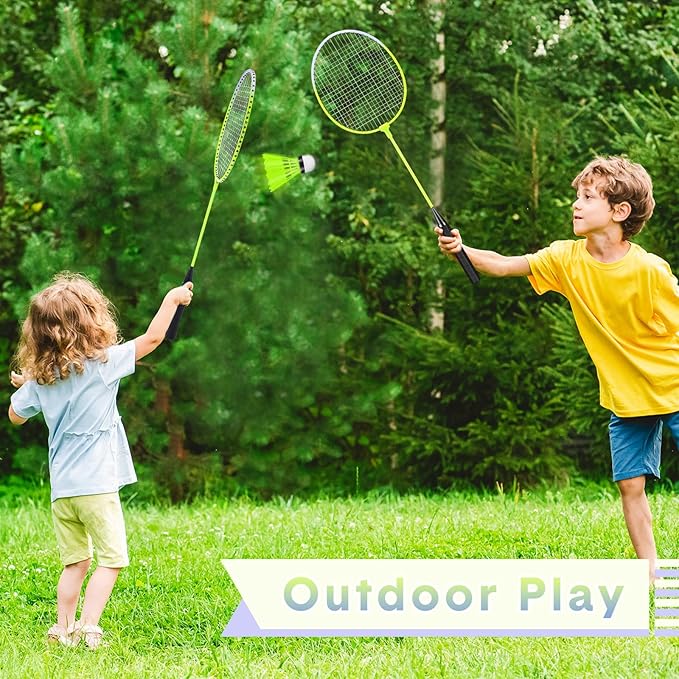 12 Pack Badminton Rackets Set Including Badminton Racquets, Nylon Shuttlecocks and Carry Bag for Outdoor Backyard Games Beginners