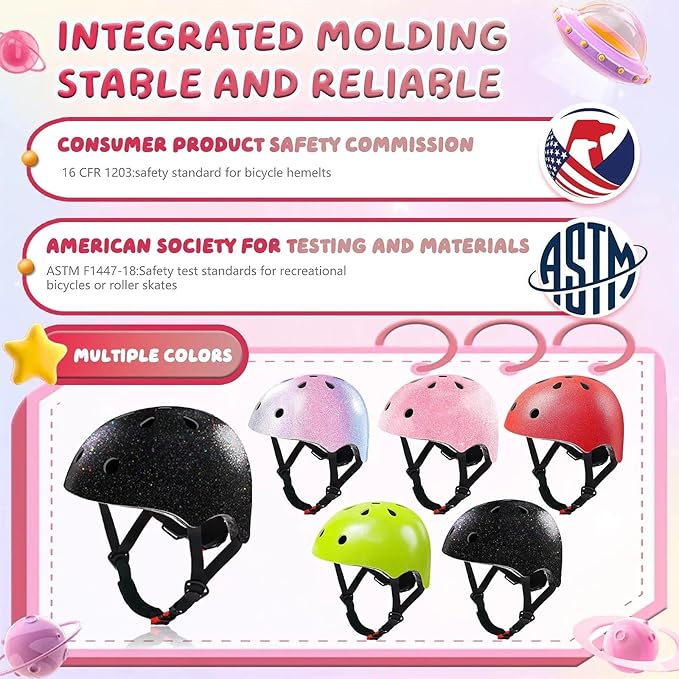 Kids Bike Helmet Set for Boys Girls Toddler Bicycle Helmet Adjustable Skateboard Helmet Protective Gear Set Knee Elbow Wrist Pads for Children Cycling, Scooter, Outdoor Sports
