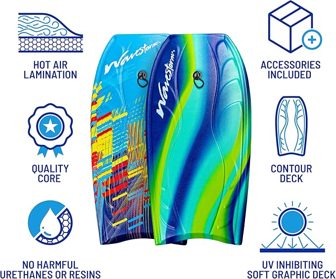 Wavestorm 40" Bodyboard 2-Pack , Blue red and Blue Yellow