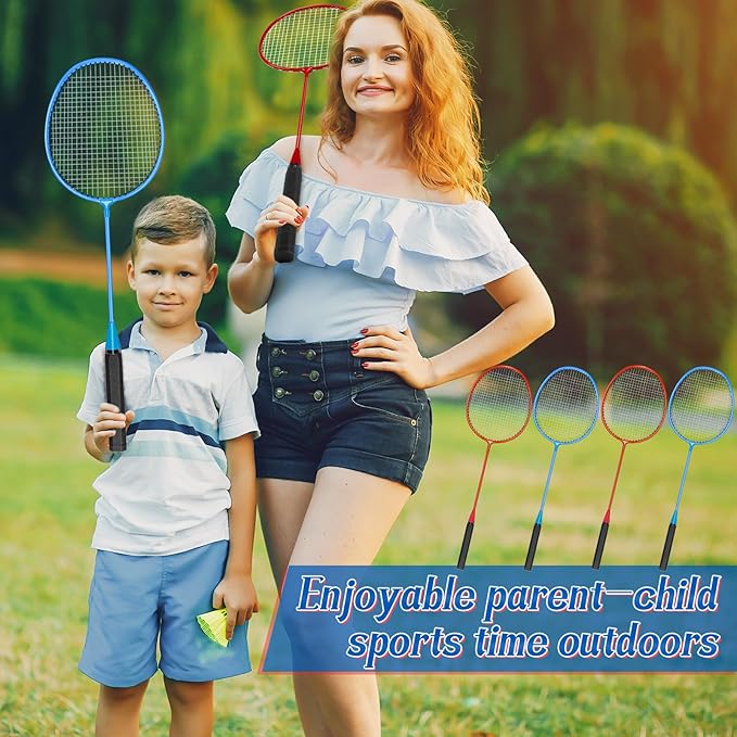 12 Pack Badminton Rackets Set Including Badminton Racquets, Nylon Shuttlecocks and Carry Bag for Outdoor Backyard Games Beginners