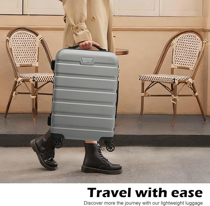 Coolife Luggage 3 Piece Set Suitcase Spinner Hardshell Lightweight TSA Lock (sliver, 20/24/28)