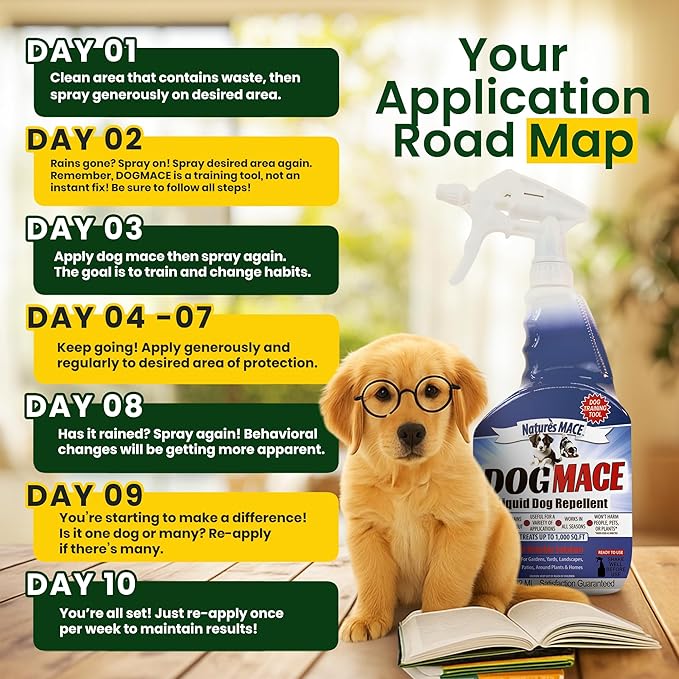 Nature’s MACE Dog Mace Repellent Spray, Keep Dogs Out of Your Lawn and Garden, Training Corrector, Stop Chewing and Digging, Safe Around Kids, Pets, & Plants, 40 oz Ready to Use, Treats 1,000 Sq. Ft.