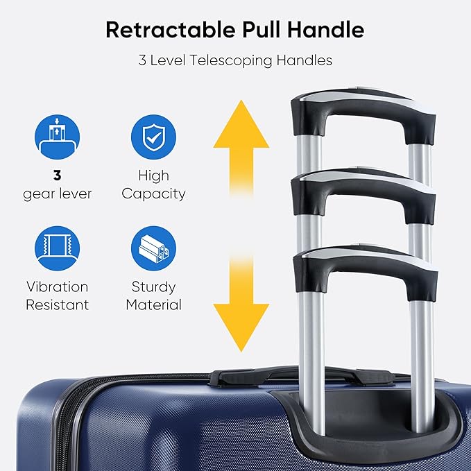 OLIXIS 20 Inch Carry-On Luggage, Hardside Suitcase with Spinner Wheels, Lightweight ABS Hard Shell Travel Luggage, TSA Approved Lock, Expandable Small Suitcase for Business & Travel–Blue