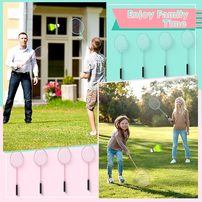 12 Pack Badminton Rackets Set Including Badminton Racquets, Nylon Shuttlecocks and Carry Bag for Outdoor Backyard Games Beginners
