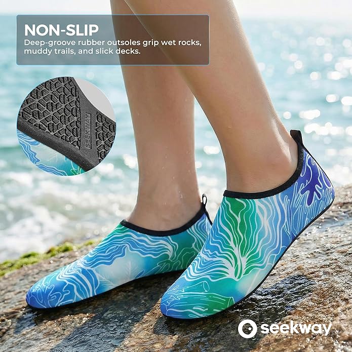 SEEKWAY マリンシューズ ウォーターシューズ レディース メンズ 大人 速乾 アクアソックス ベアフット 滑り止め ビーチ水泳 川 プール 湖 サーフィン用 ブラック SK002(U)