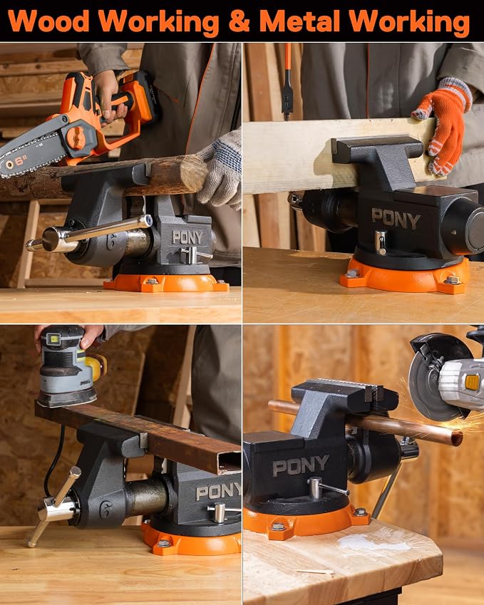 PONY 6 Inch Heavy Duty Bench Vise, 8800LBS Clamping Force Pro Workshop Vise