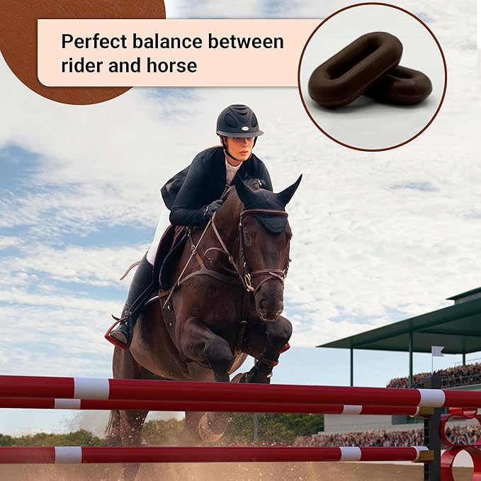 Horse Martingale Stopper, Rubber Rein Stopper for Horse Running and Standing Martingales (1 Pair, Brown)