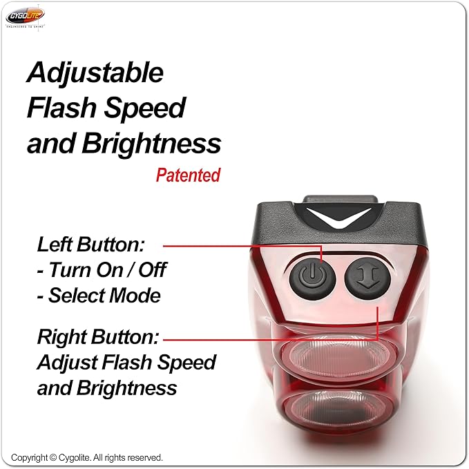 Cygolite Hypershot 350 Lumen Bike Tail Light– 7 Night & Daytime Modes–User Adjustable Flash Speeds- Compact & Durable–IP64 Water Resistant–Saddle Rail Mount Version–USB Rechargeable