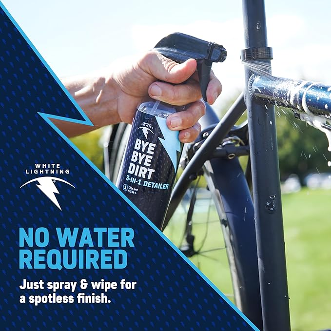 White Lightning Wet Weather Bike Care Kit – Complete Bicycle Cleaning and Maintenance System with Epic Ride All-Conditions Chain Lube, Clean Streak Degreaser, and Bye Bye Dirt 3-in-1 Detailer