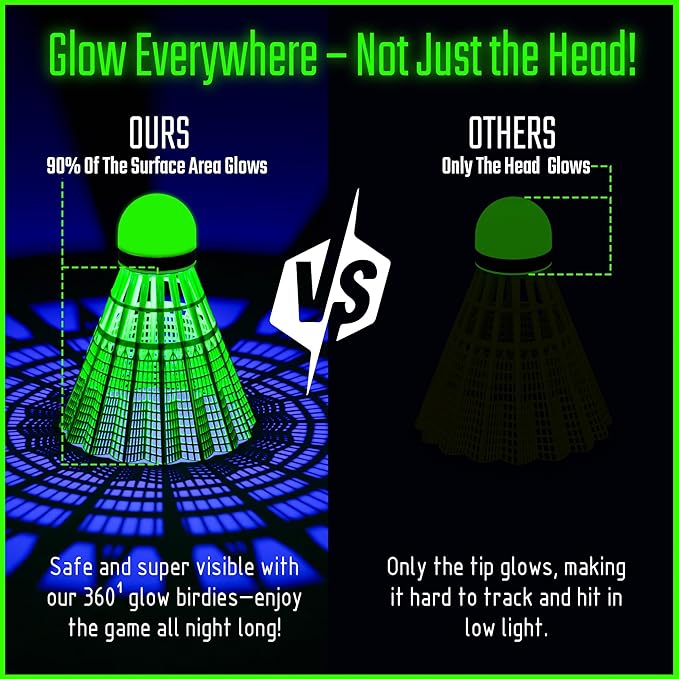EAGLES LED Badminton Shuttlecocks - Lighting Birdies, Nylon Glow in The Dark Light Up Birdie Balls for Outdoor Baseball Practice 11 Pack or 5 Pack Plastic Birdies for Indoor Sports