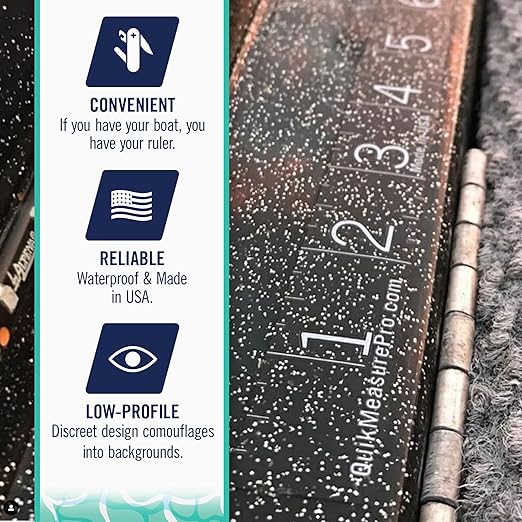 36" Fish Measuring Ruler Sticker | Transparent Waterproof Decal Tape | Made in USA | Large Bold Easy Read Markings | Boat, Kayak, Net, Cooler, Table Compatible | Marine Grade Adhesive | Easy Install