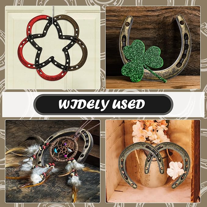 Shimeyao 10 Pcs Horseshoe Bulk Cast Iron 4.5 x 4.3 Inch Horseshoes for Adults Wall Hung Good Luck Handmade Decorations Horse Theme Party Wedding Birthday Supplies (Bronze)