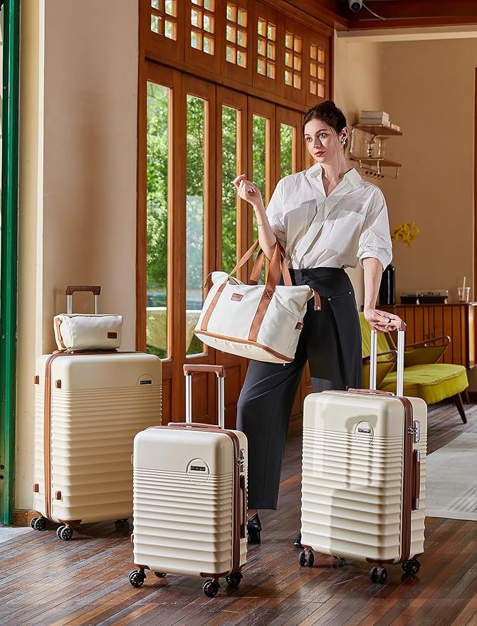 5点セットスーツケース 車輪付き、ハードシェル、TSAロック付きABS機内持ち込み可能、旅行用スーツケース