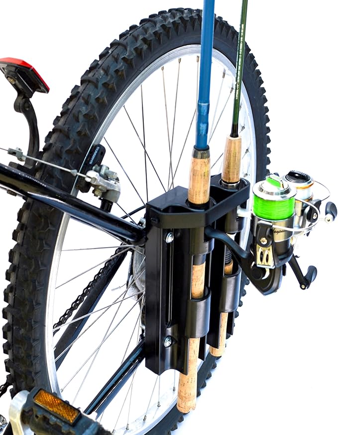 自転車用釣り竿ホルダー、自転車への取り付けが非常に簡単、2本の竿を固定して自転車釣りに