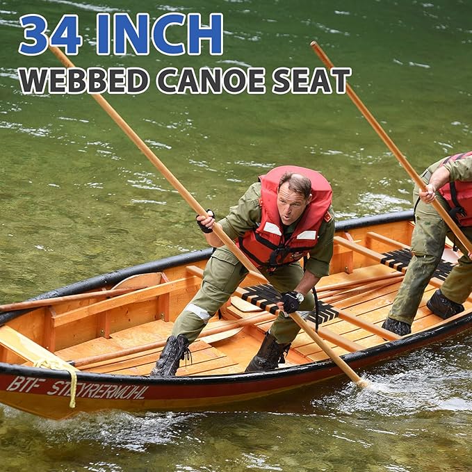 2 Pcs 34 Inch Canoe Webbed Seat Outdoor Caned Seat Replacement Canoe Hardware Accessories Weather-Resistant for Kayaking Boating Fishing Camping