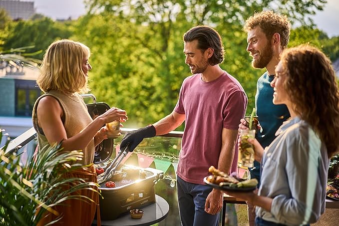 Weber Lumin Compact Outdoor Electric Barbecue Grill, Blue - Great Small Spaces such as Patios, Balconies, and Decks, Portable and Convenient