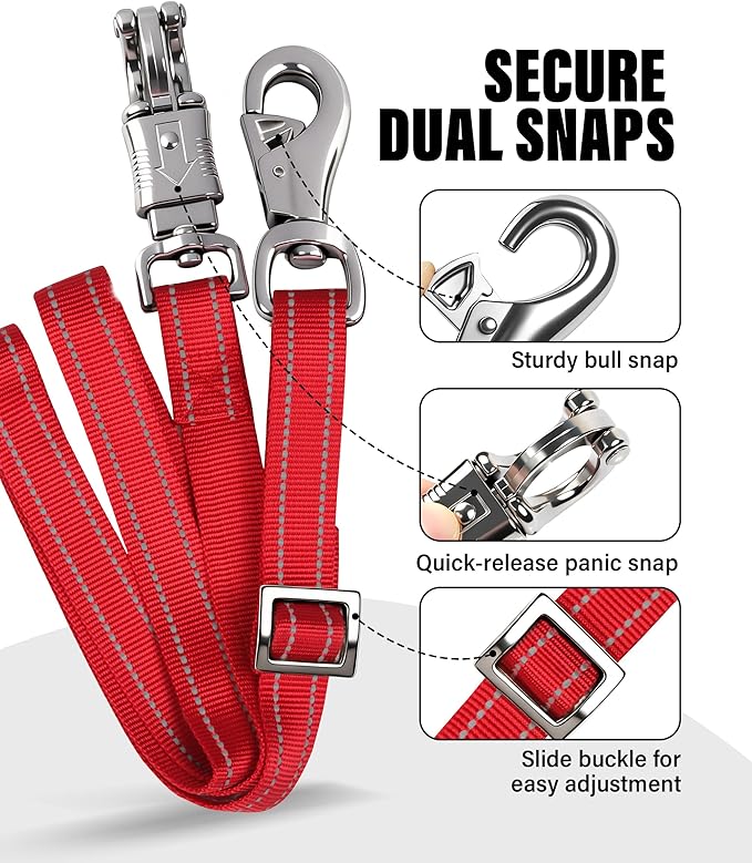 Cross Ties for Horse, Nylon Trailer Tie w/Quick-Release Panic Snap & Bull Snap Horse Trailer Accessories, Adjustable Length Range 42.5" to 73", Equestrian Supplies, Starlit Maroon