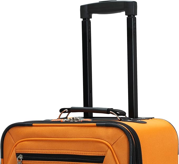 Rockland Pasadena Softside Spinner Wheel Luggage, Orange, Carry-On 19-Inch