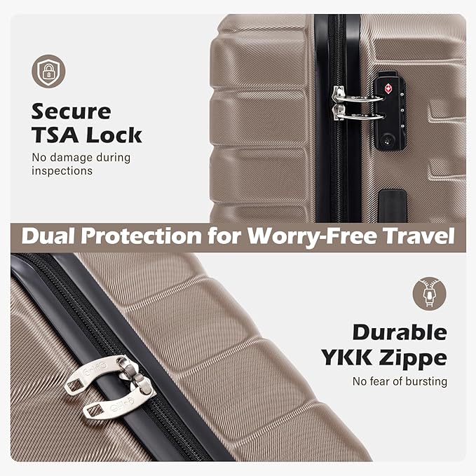 Coolife Luggage Suitcase Carry on Hardside PC+ABS Spinner TSA Lock Telescopic Handle