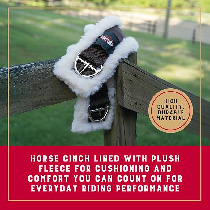 Weaver Equine Super Horse Cinch, Anti-Slip Fleece Lined Saddle Cinch Girth with Flat Buckle, Western Horse Riding Supplies, ‎Brown/Maize