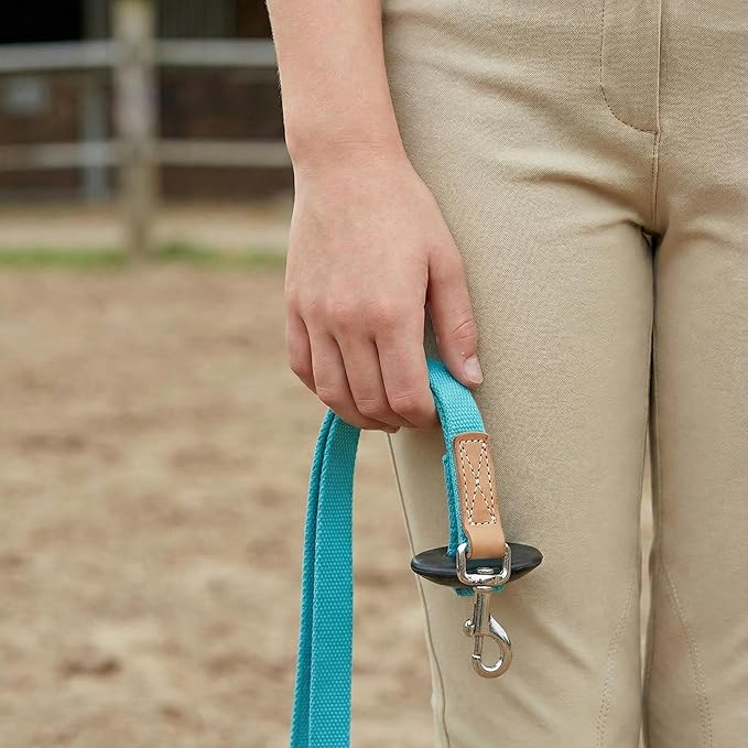 35' Flat Cotton Web Lunge Line with Bolt Snap & Rubber Stop - By Southwestern Equine (35', Turquoise)