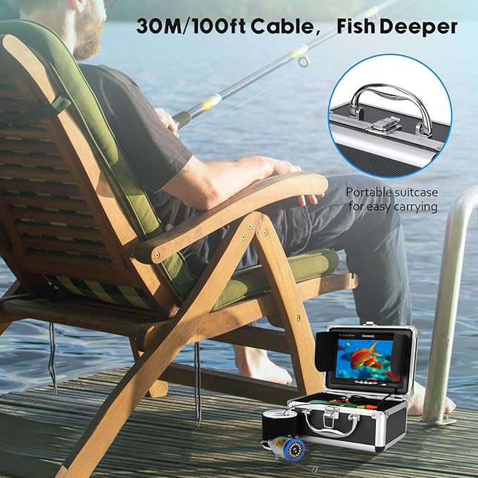モニター付き釣りカメラ アイスフィッシングカメラ 水中 1000TVL、30mケーブル 湖 カヤック ボート 海水釣り用