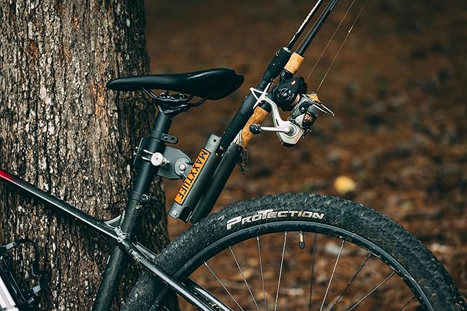 Heavy-Duty Bicycle Rod Holder, Universal Fit, Holds 2 Fishing Rods, Mounts to Seat Post - MTM103