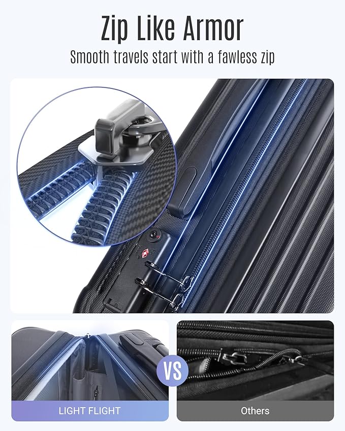 LIGHT FLIGHT スーツケース 3点セット スピナーホイール付き 耐久性ハードシェル TSAロック付き軽量 大容量 (20インチ 24インチ 28インチ) ブラック
