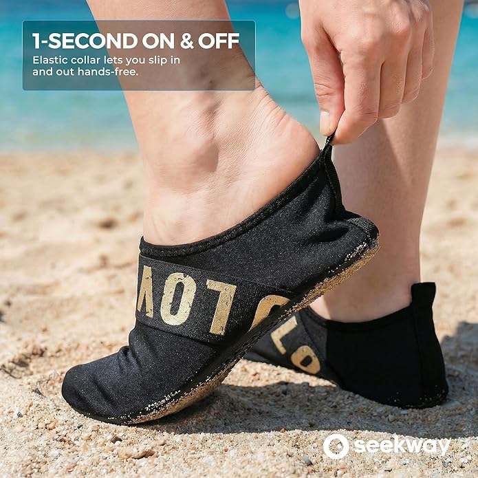 SEEKWAY Water Shoes Women Men Adult Quick-Dry Aqua Socks Barefoot Non Slip for Beach Swim River Pool Lake surf Black SK002(U)
