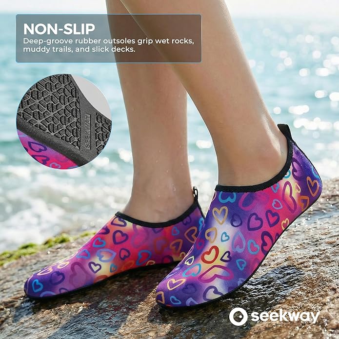 SEEKWAY Water Shoes Women Men Adult Quick-Dry Aqua Socks Barefoot Non Slip for Beach Swim River Pool Lake surf Black SK002(U)