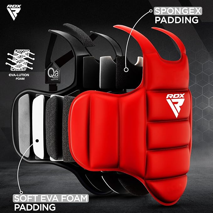 RDX Boxing Body Protector Reversible, Kickboxing MMA Muay Thai Chest Guard, Sparring Training Heavy Punching, Adjustable Shield, Martial Arts Upper Belly Protection Pad, Taekwondo TKD Vest