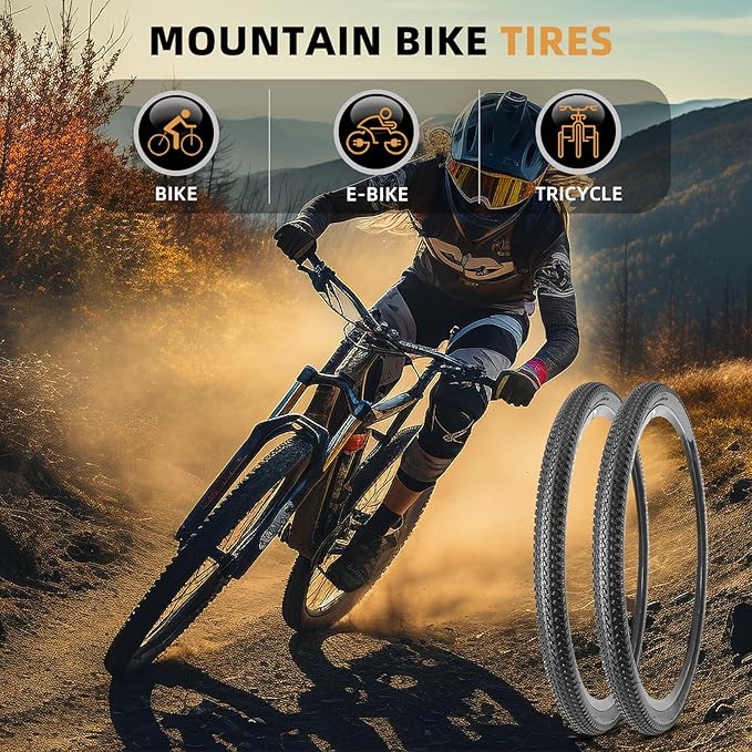 2-Pack Hybrid Bike Tire Kit: 26/27.5/29-inch Lightweight Bicycle Replacement Tires with Inner Tubes and Tire Levers Compatible with MTB,Urban Bike,26 x 1.95/27.5 x 2.1/29 x 2.25
