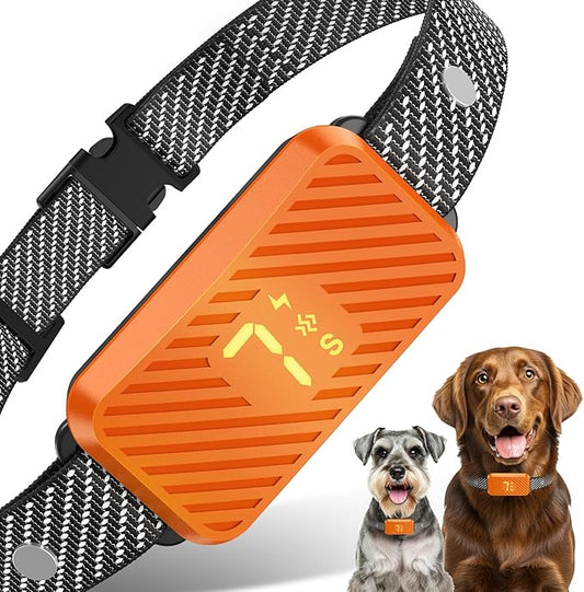 Dog Bark Collar for Large Medium Small Dogs, Effective No-Bark Collar, Smart Barking Collar, Rechargeable Bark Collar with 7 Sensitivity, 3 Modes, Waterproof,Orange
