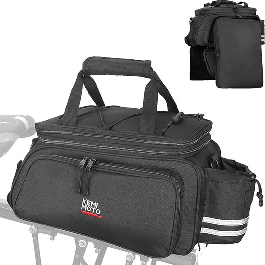 KEMIMOTO Bike Rear Rack Bag Bicycle Trunk Bag Expandable 10-20L Capacity Water Resistant Multifunctional Bicycle Pannier with Rain Cover Bike Saddle Bag for Rear Rack Shopping Commuter Cycling Trip