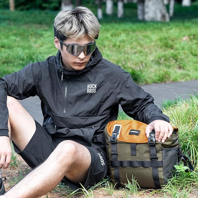 ROCKBROS Bike Handlebar Bag Waterproof Cycling Pouch 24L Bicycle Front Storage Pouch Bag with Shoulder Strap