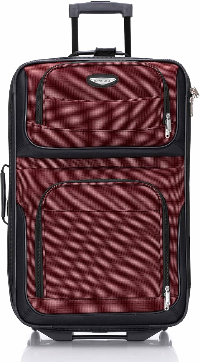 Travel Select Amsterdam Softside Expandable Luggage with Rolling Wheels, Red, 8-Piece Set (15/21/25/29) with Packing Cubes