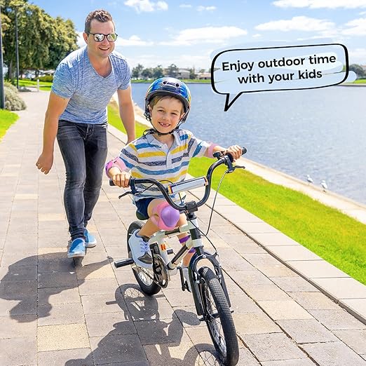 BOSONER Basic Kids Protective Gear: Kids Knee Pads and Elbow Pads with Wrist Guards Set for 3-15 Years - Design for Roller Skates, Cycling, BMX Bike, Skateboard, Inline Skating, Scooter Riding Sports