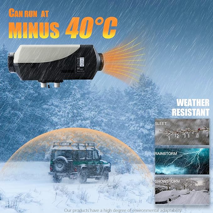 WAYSKA Diesel Heater 12V, 5L Tank, Diesel Heater 2KW, Muffler, Diesel Parking Heater with LCD Monitor & Remote Control for Trucks, Trailer, Boat and Motor-Home