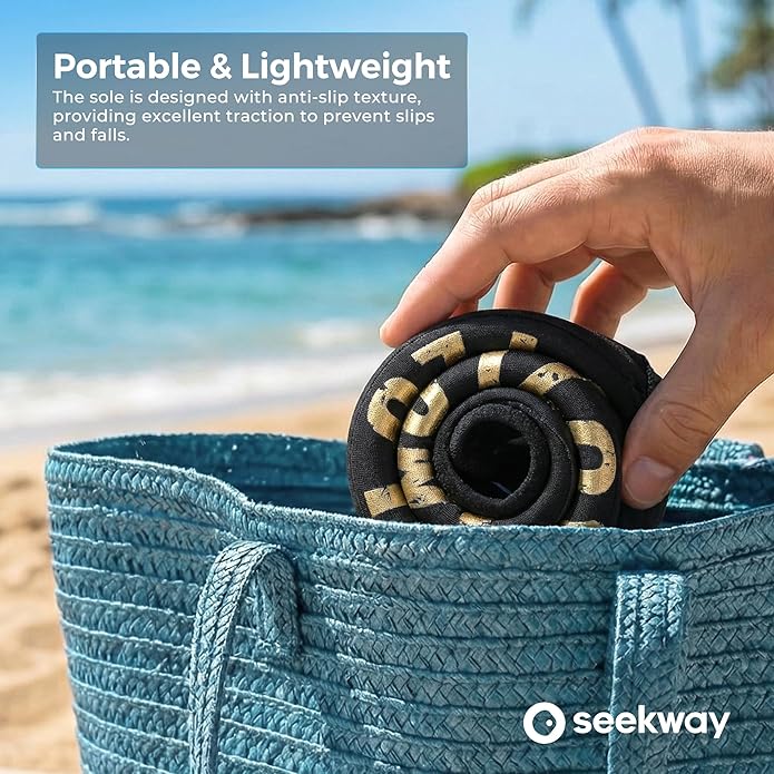 SEEKWAY Water Shoes Women Men Adult Quick-Dry Aqua Socks Barefoot Non Slip for Beach Swim River Pool Lake surf Black SK002(U)