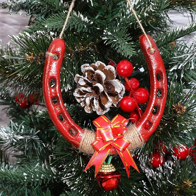 Shimeyao 20 Pcs Horseshoe Bulk Cast Iron 4.5 x 4.3 Inch Horseshoes for Adults Wall Hung Good Luck Handmade Decorations Horse Theme Party Wedding Birthday Supplies (Red)