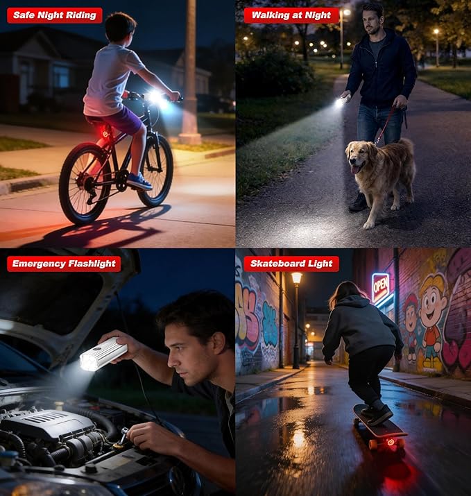 Ascher 1000 Lumens Super Bright Bike Lights for Night Riding, Type-C USB Rechargeable Bike Light Front and Back, 4 Light Modes, Waterproof Bicycle Headlight & Rear Taillight for Road Commuter Cycling