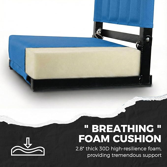 SPORT BEATS Stadium Seats with Back Support Bleacher Chairs with Back and Cushion Thick Padded Bleacher Seats Includes Shoulder Strap