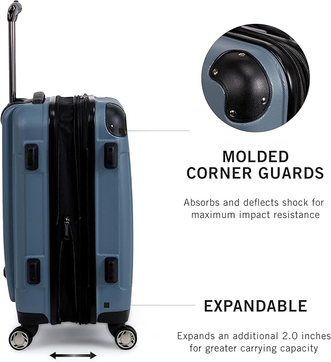 Kenneth Cole REACTION Renegade Luggage 拡張可能 8輪スピナー 軽量 ハードサイド スーツケース、グラナイトブルー、28インチ預け入れ