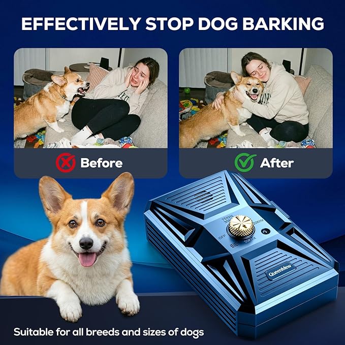 Anti Barking Devices, Auto Ultrasonic Dog Bark Deterrent Devices Long Range 50ft, 3 Modes Rechargeable Bark Box Barking Control Devices, Effective Stop Barking Dog Devices Indoor/Outdoor Training